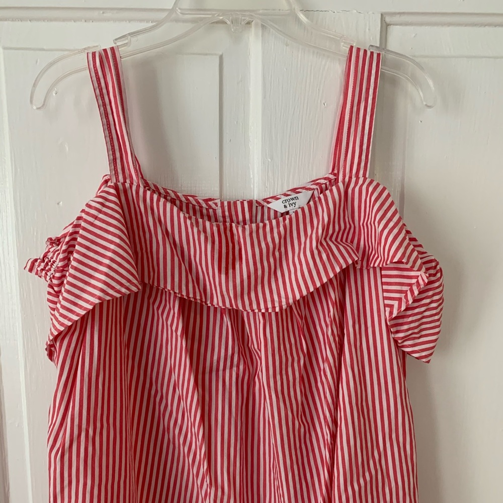 Crown & Ivy red and white striped top